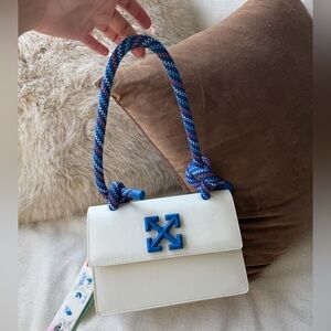 Off-White Mini Bag in White with Blue Accents
